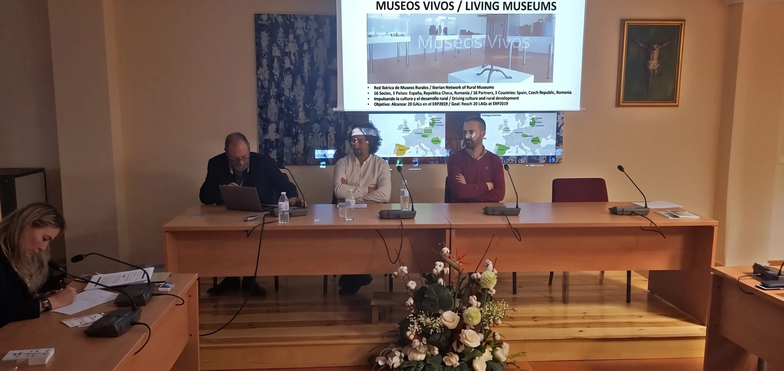 Presentación del proyecto Museos Vivos durante el Encuentro de Cultura y Escultura en Caleruega en abril de 2019.
